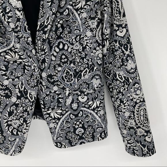 MNG Collection Paisley Navy White Print Blazer Size 10 Gardencore Fairycore - Picture 4 of 16